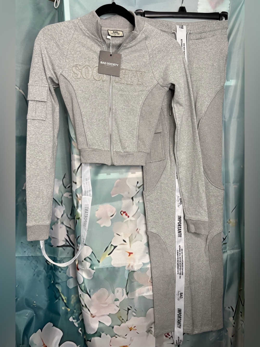 Bad Society Women's Light Gray Track Jacket & Joggers Set